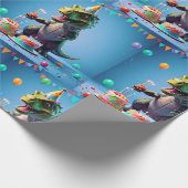 誕生日Tレックス ラッピングペーパー (角)