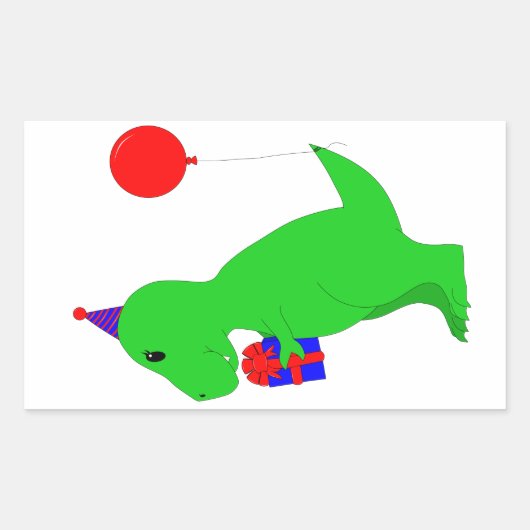 誕生日Tレックス 長方形シール (正面)