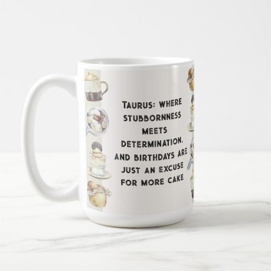 誕生日Taurus Mug – 頑固なTaurusのために コーヒーマグカップ (左)