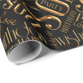 誕生日Wordクラウドソン金ゴールドID272 ラッピングペーパー (ロールコーナー)