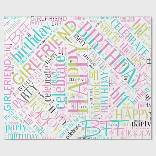 誕生日Wordクラウド最高の友だちピンクID273 ラッピングペーパー (フラット)