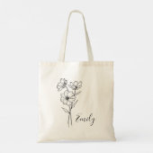 誕生月の花と名前が入ったトートバッグ トートバッグ (裏面)