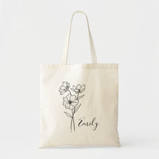 誕生月の花と名前が入ったトートバッグ トートバッグ (正面)