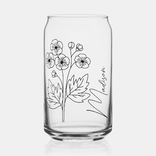 誕生月の花はホーソーンの花嫁の贈り物 ガラス缶 (正面)