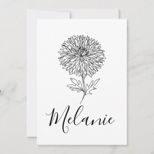 誕生月の花をオーダーメイドで。9月はアスターの誕生花。出産のお祝いに。 招待状 (正面)