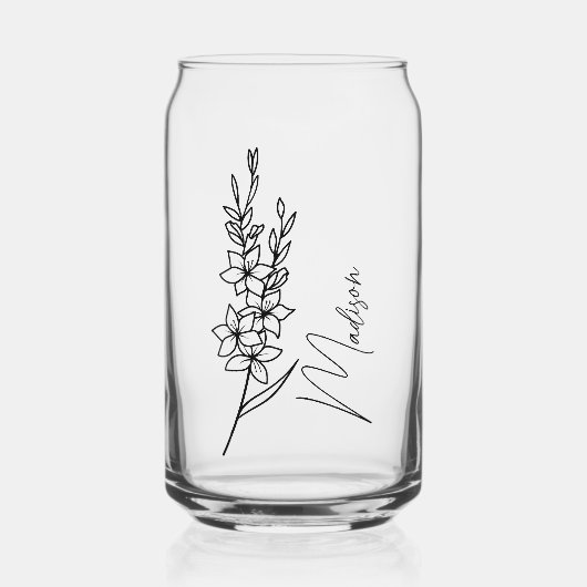 誕生月の花グラジオラスのブ威厳があるライデスメイド ガラス缶 (正面)