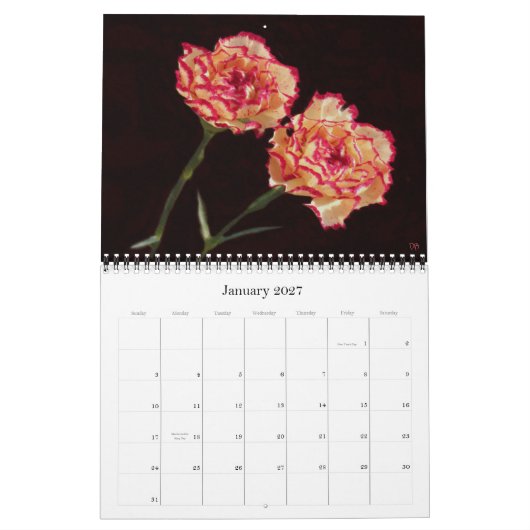 誕生月の花柄のカレンダー カレンダー (1月 2027)