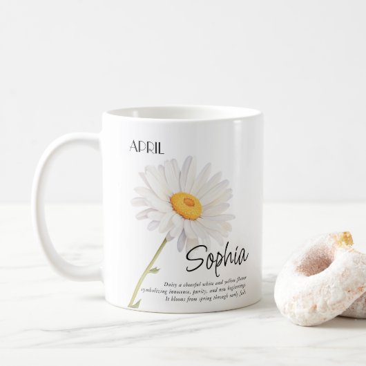 誕生月の花 アプリル フラワー オーダーメイド コーヒーマグカップ (ドーナツ)