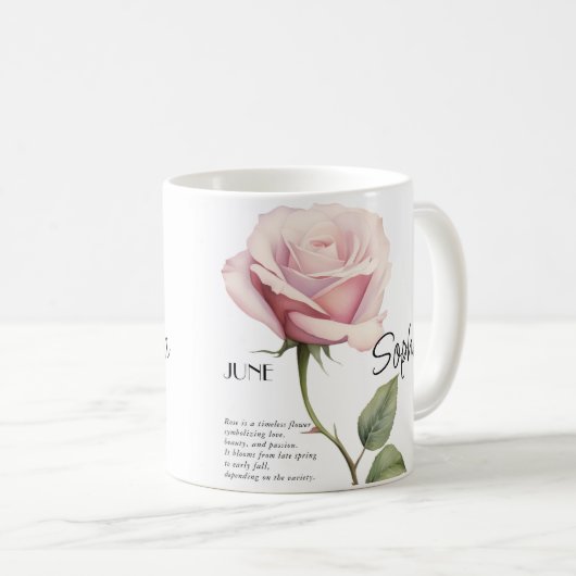 誕生月の6月 花のデザイン オーダーメイド コーヒーマグカップ (正面右)