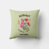 誕生月フラワーグ威厳があるロパーソナライズされたーン クッション (裏面)