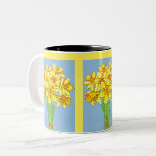 誕生月生まれ花3月水仙 ツートーンマグカップ (正面左)