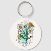 誕生月生まれ花4月デイジー花 キーホルダー (正面)