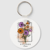 誕生月生まれ10月コスモスの花 キーホルダー (正面)