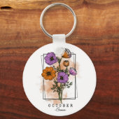 誕生月生まれ10月コスモスの花 キーホルダー (正面)