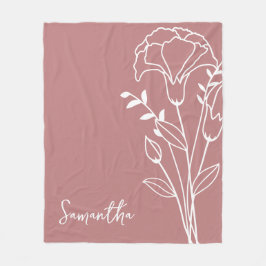 誕生月花1月バラ書名 フリースブランケット