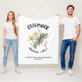 誕生月花12月クリスチャン フリースブランケット