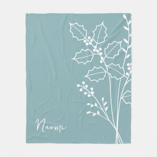 誕生月花12月書名 フリースブランケット (正面)