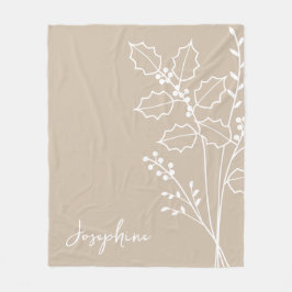 誕生月花12月書名 フリースブランケット