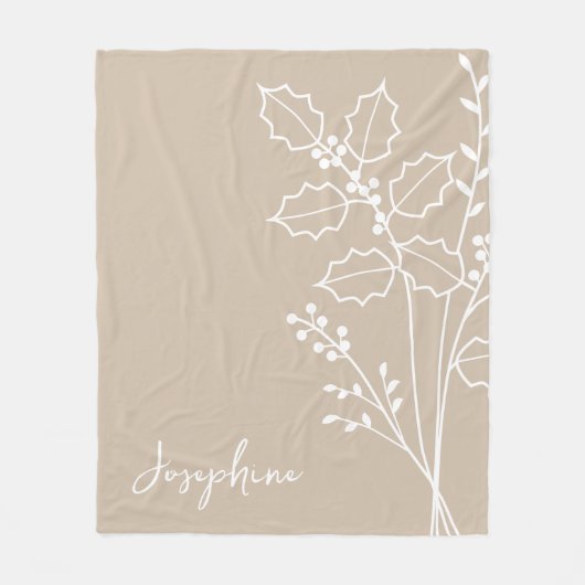 誕生月花12月書名 フリースブランケット (正面)