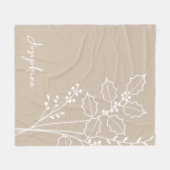 誕生月花12月書名 フリースブランケット (正面(横))