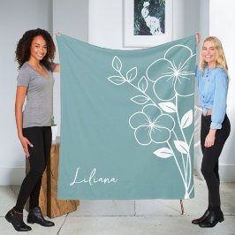 誕生月花2月青スクリプト名 フリースブランケット