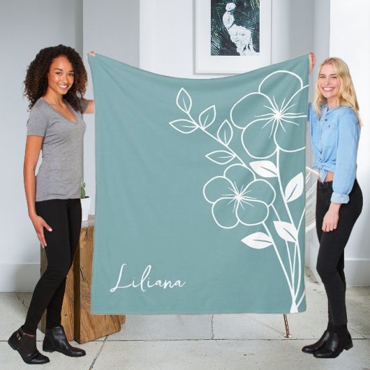 誕生月花2月青スクリプト名 フリースブランケット