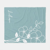 誕生月花2月青スクリプト名 フリースブランケット (正面(横))