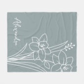 誕生月花3月書名 フリースブランケット (正面(横))