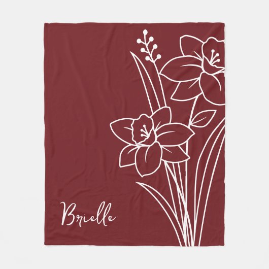 誕生月花3月書名 フリースブランケット (正面)