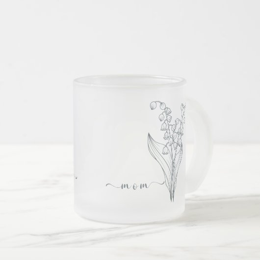 誕生月花5月花ゆり誕生日プレゼントママ フロストグラスマグカップ (正面右)