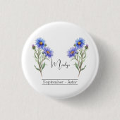 誕生月花9月アスター 缶バッジ (正面)