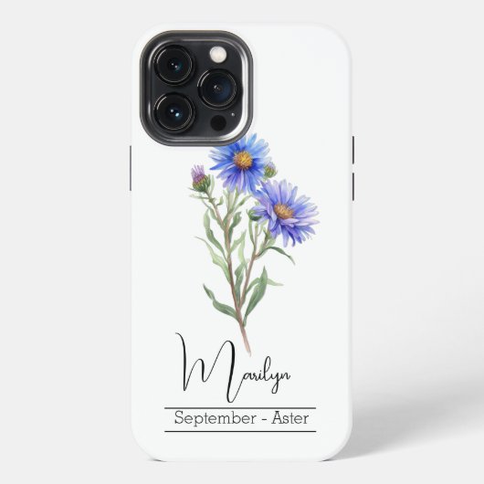 誕生月花9月アスター iPhoneケース (裏面)