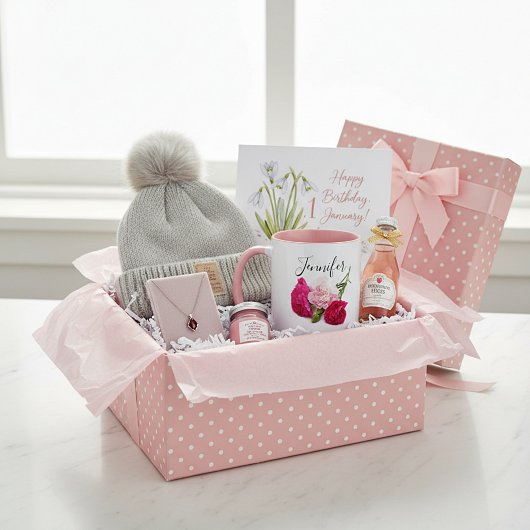 誕生月花 – 1月パーソナライズされた マグカップ