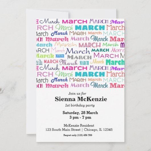 誕生月：3月 招待状 (正面)