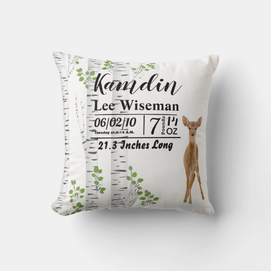 誕生枕パーソナライズされた鹿ドウウッドランドバックL クッション (正面)