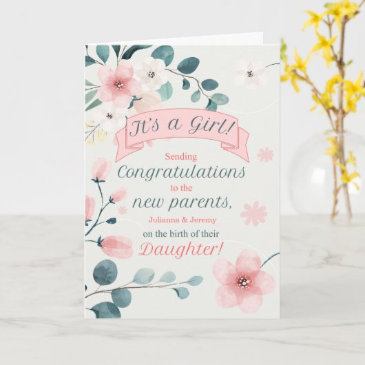 誕生桃のお祝い カード (黄色い花)