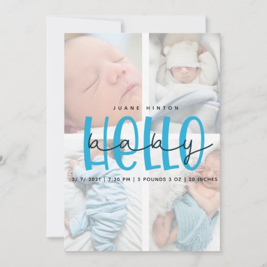 誕生注釈カード4 photo collageカード 招待状 (正面)