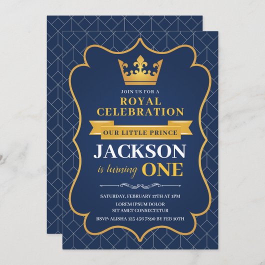 誕生王室の日パーティーの招待 招待状 (正面/裏面)