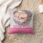 誕生生まれたばかりのギフトピンク誕生詳細枕 クッション (ブランケット)