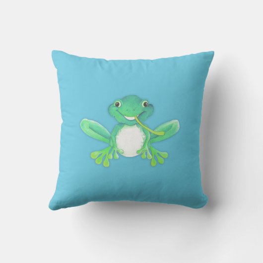 誕生生まれたばかりのギフト少年ブルーカエル枕 クッション (裏面)