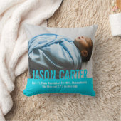 誕生生まれたばかりのギフト少年ブルー誕生詳細枕 クッション (ブランケット)