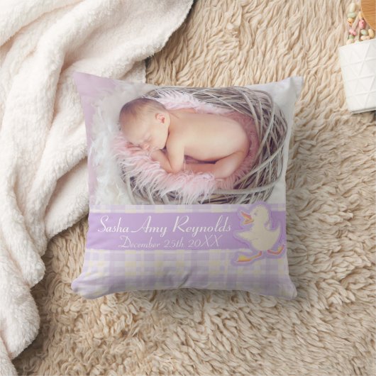 誕生生まれたばかりのギフト淡い色のパープル枕 クッション (ブランケット)