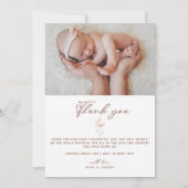 誕生生まれたばかりのベビーガール写真ありがとう 案内状 (裏面)