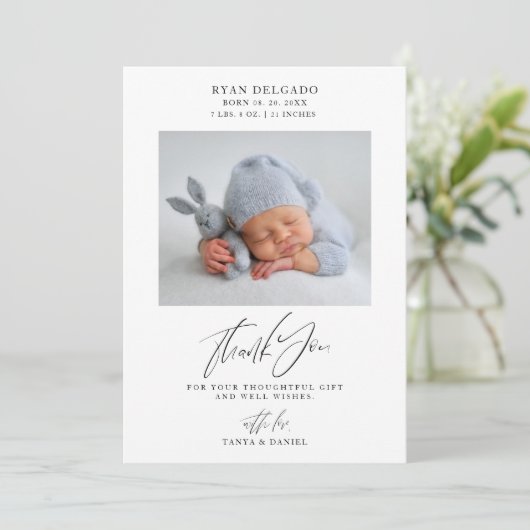 誕生生まれたばかりの発表の写真サンキューカード サンキューカード (スタンド正面)