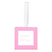 誕生生まれたばかりの統計と写真を持つベビーガール キューブオーナメント (正面)