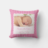 誕生生まれたばかりの統計と写真を持つベビーガール クッション (正面)