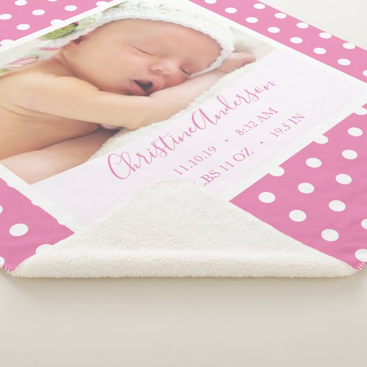 誕生生まれたばかりの統計と写真を持つベビーガール シェルパブランケット (3/4)