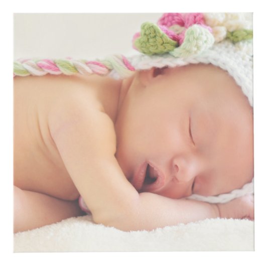 誕生生まれたばかりの統計と写真を持つベビーガール フォトキューブ (右)