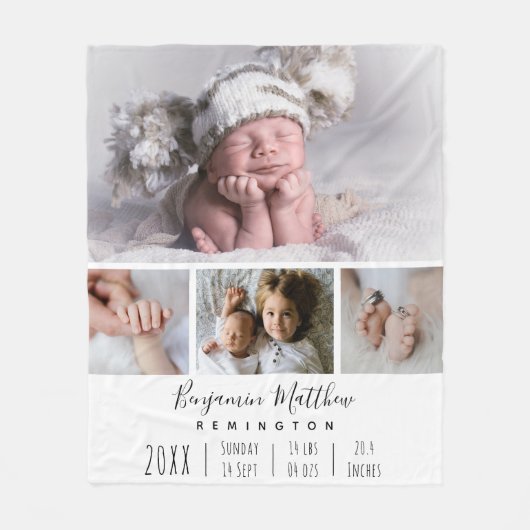 誕生生まれたばかりの統計コラージュ4写真 フリースブランケット (正面)