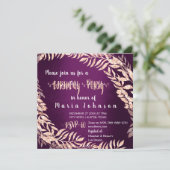 誕生田パーティーリースグリッターバラ金ゴールドプラムパープル 招待状 (スタンド正面)